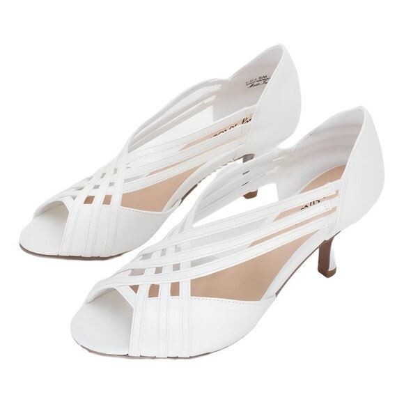 Easy Street Peep Toe Strappy Dress Pumps White 8.5M - Picture 2 of 6